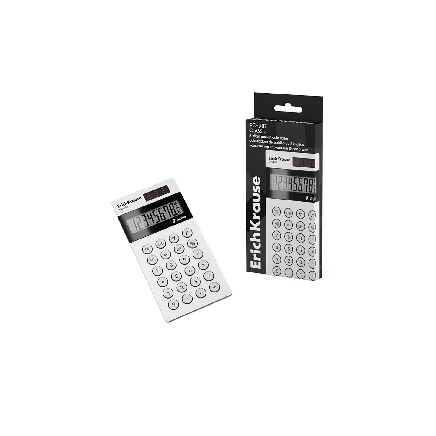 Calcolatrice tascabile Erichkrause PC-987 bianca a 8 cifre