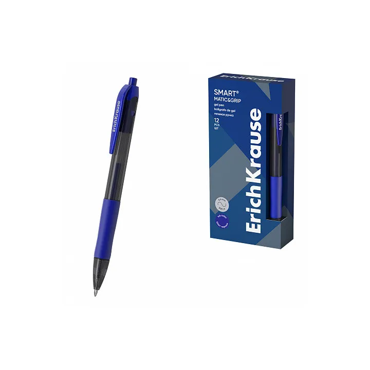 Box 12 Penne a scatto ink gel blu ErichKrause Smart-Gel Matic&Grip