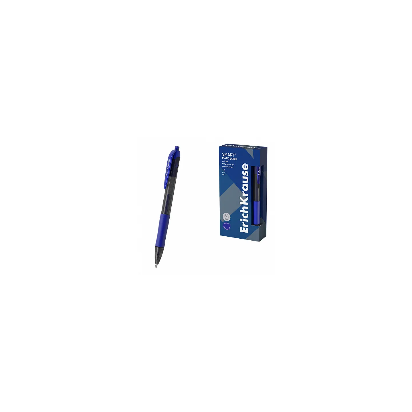 Box 12 Penne a scatto ink gel blu ErichKrause Smart-Gel Matic&amp;Grip