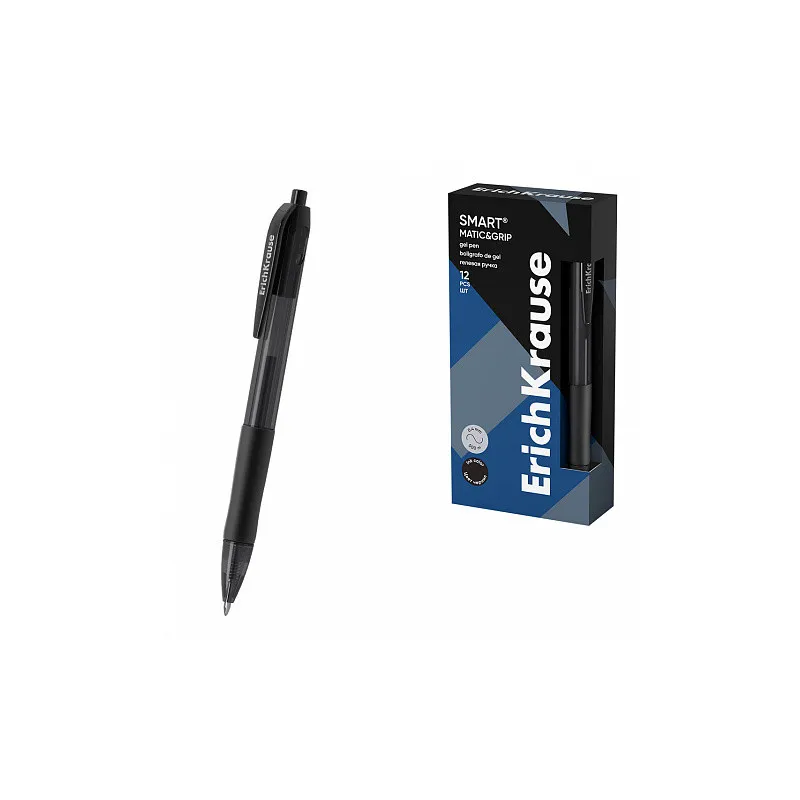 Box 12 Penne a scatto ink gel nere ErichKrause Smart-Gel Matic&Grip