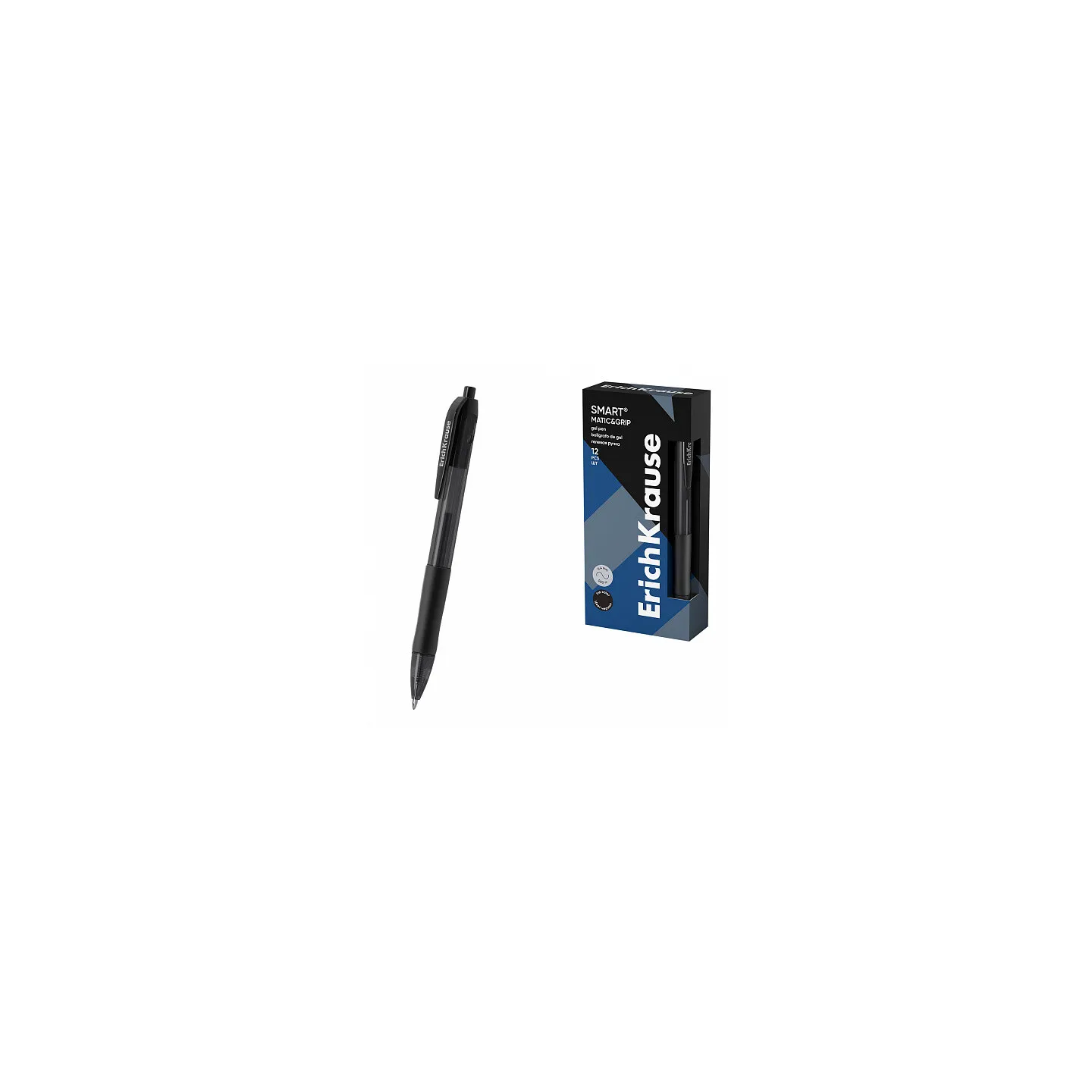 Box 12 Penne a scatto ink gel nere ErichKrause Smart-Gel Matic&amp;Grip