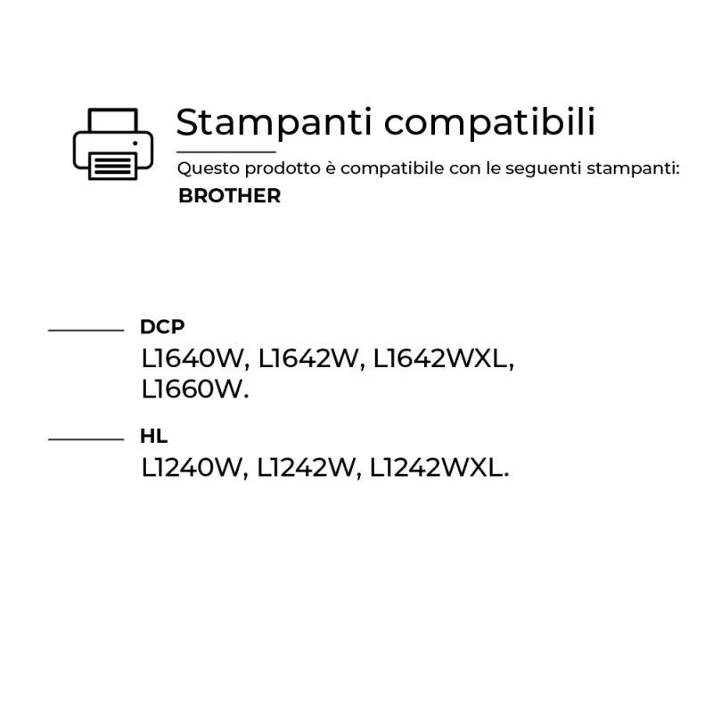 Toner TN-1150 Compatibile Per Brother Nero 1.000 copie