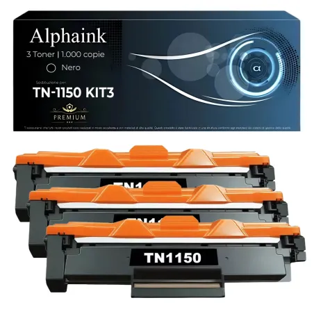 3 Toner TN-1150 Compatibile Per Brother Nero 1.000 copie