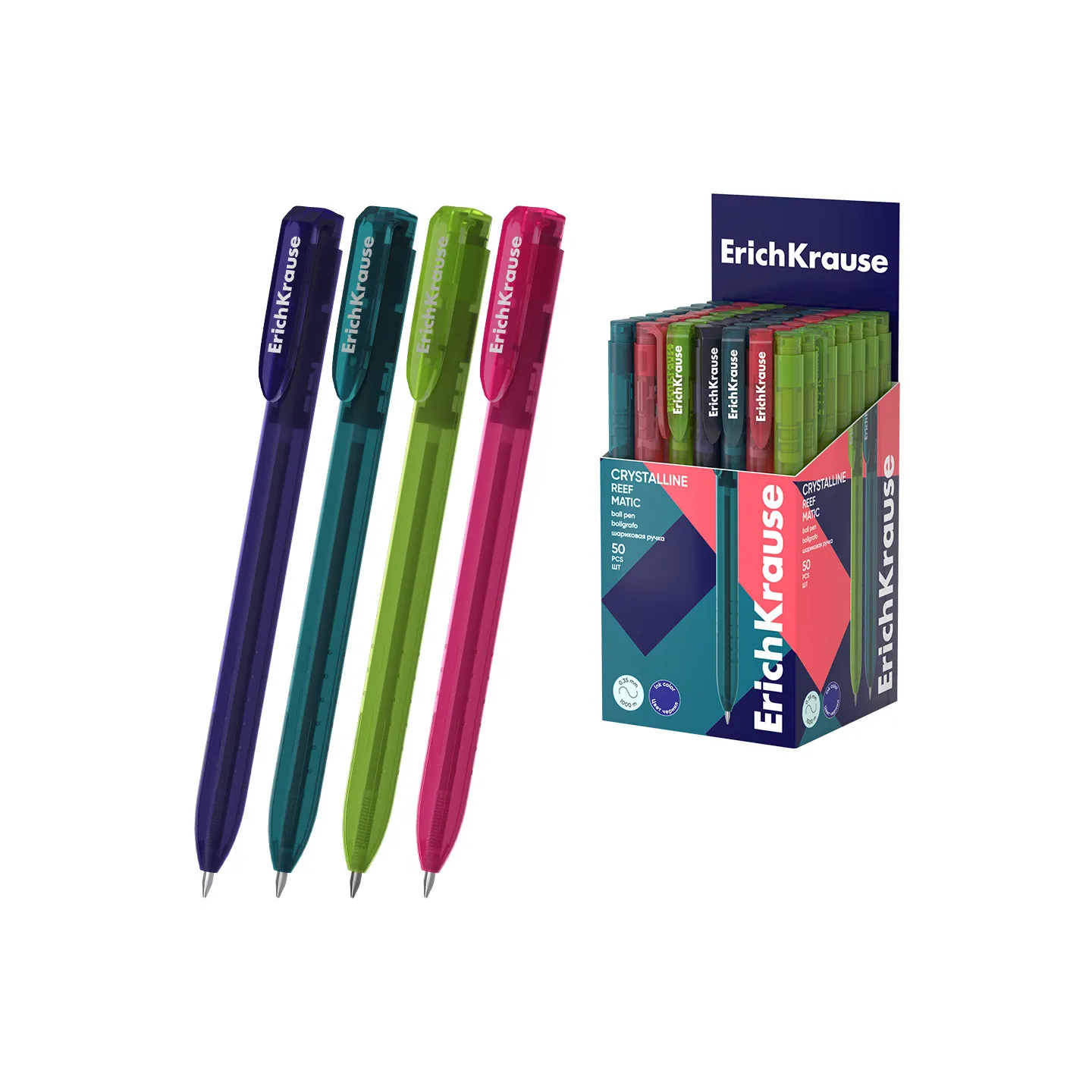 Penna Blu a Sfera a Scatto Crystalline Matic Reef ErichKrause