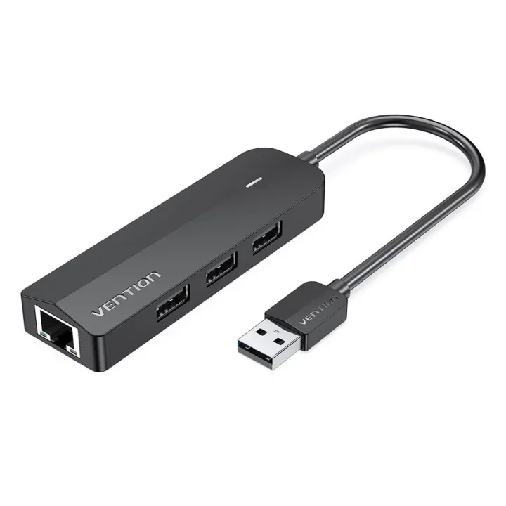 Hub 3 porte USB 2.0 Nero con Adattatore Ethernet 100M