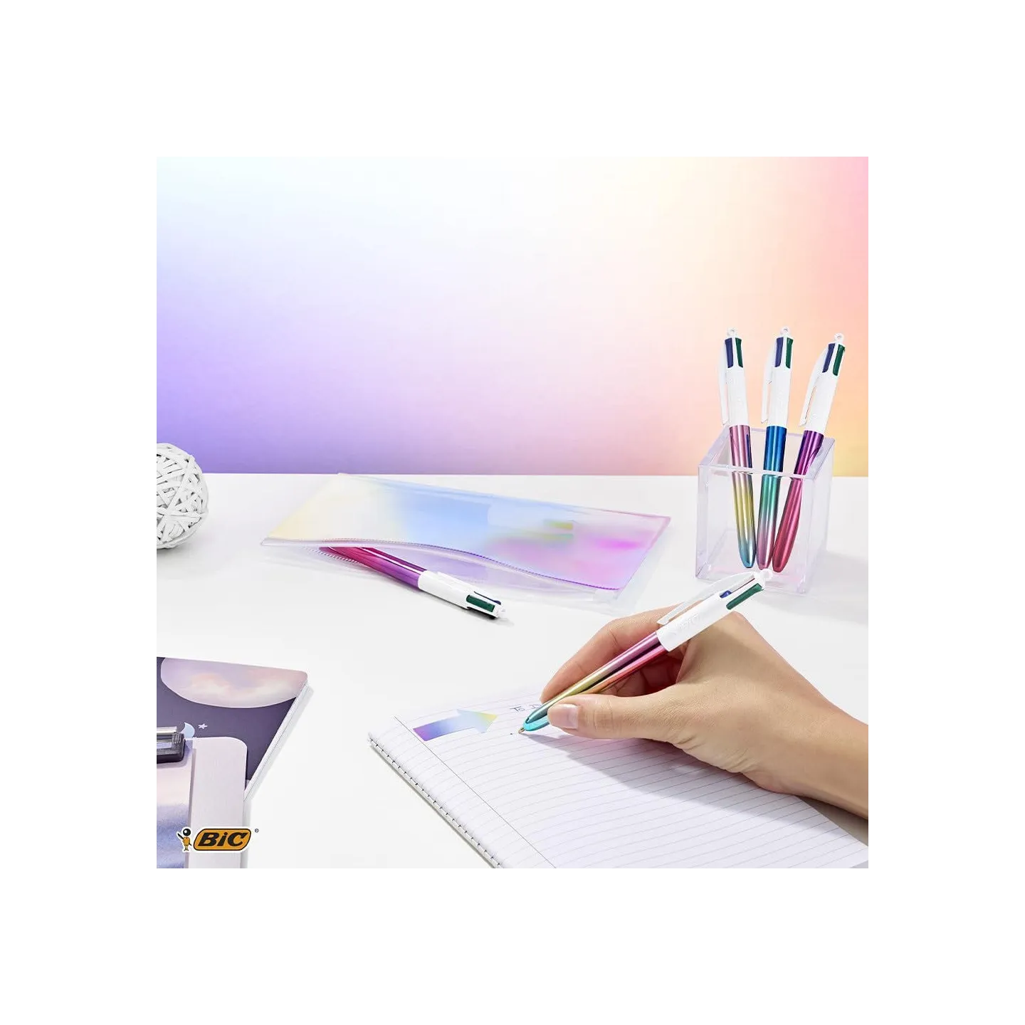 BIC 4 Colours Gradient - Penna a sfera a scatto a 4 colori - conf. da 12