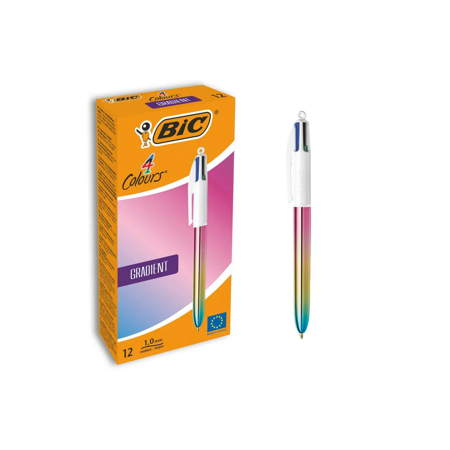 BIC 4 Colours Gradient - Penna a sfera a scatto a 4 colori - conf. da 12