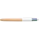 BIC 4 Colours Wood Effect - Penna a sfera a scatto a 4 colori - conf. da 12