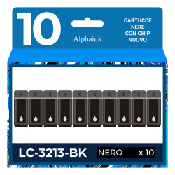 Acquista 10 Cartucce Brother LC-3213BK Nero Alphaink