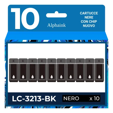 Acquista 10 Cartucce Brother LC-3213BK Nero Alphaink