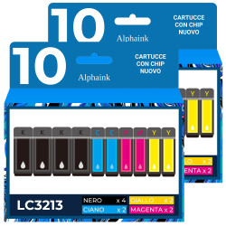 Acquista 20 Cartucce Brother LC-3213 Nero + Colore di Alphaink