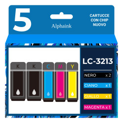 Acquista 5 Cartucce Brother LC-3213 Nero + Colore di Alphaink