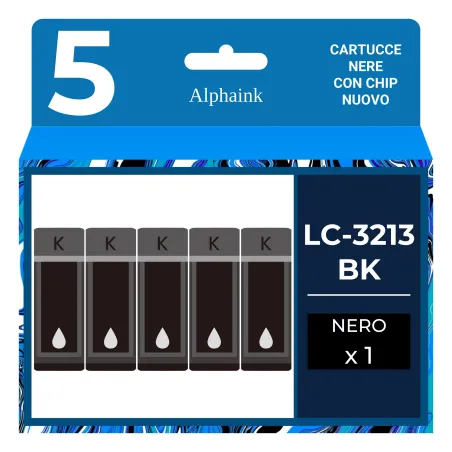 Acquista 5 Cartucce Brother LC-3213BK Nero Alphaink