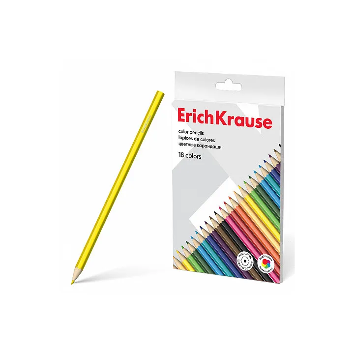 Cartone da 18 Matite Colorate Erickrause in Legno Esagonali