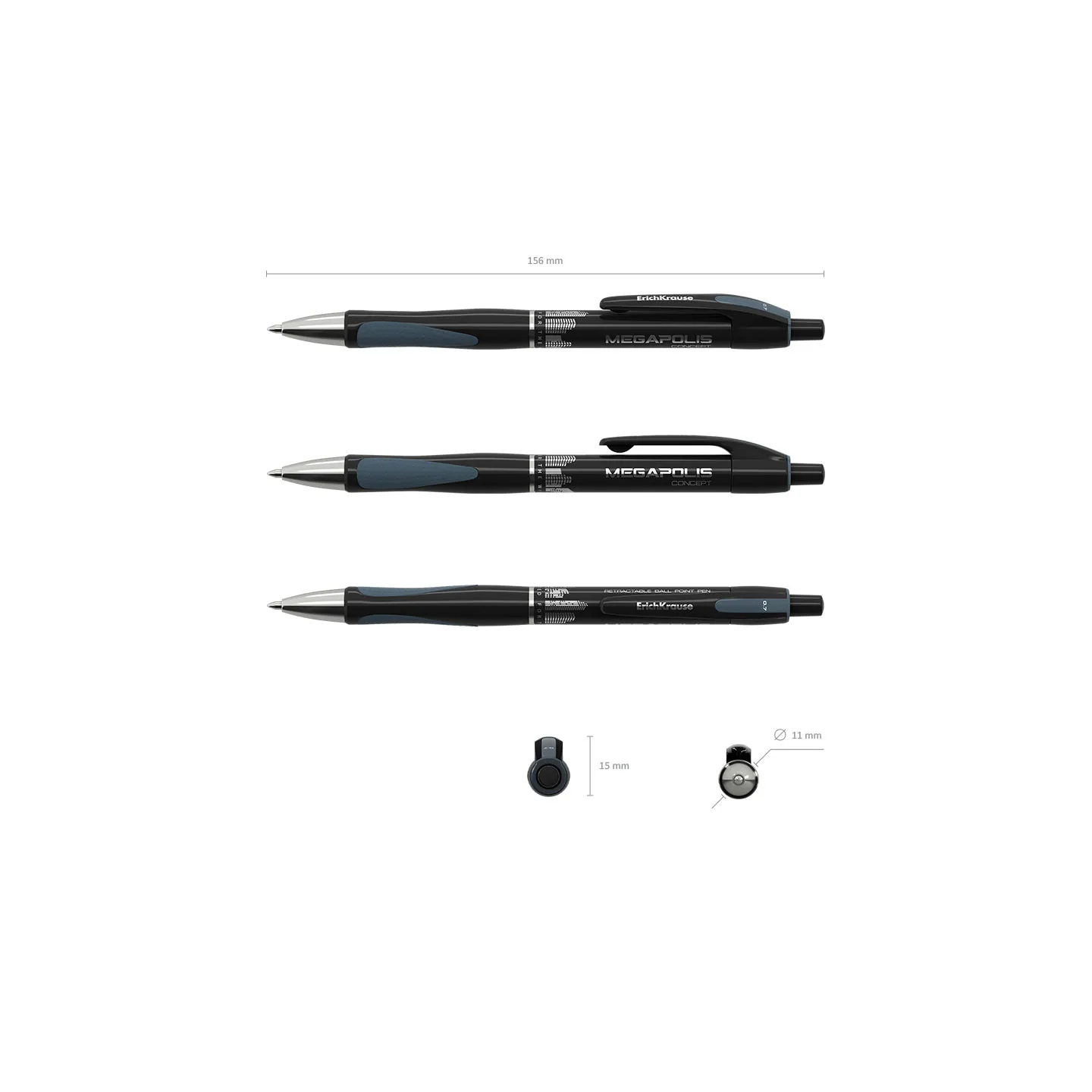 Penna A Sfera A Scatto ErichKrause MEGAPOLIS Matic&Grip nera