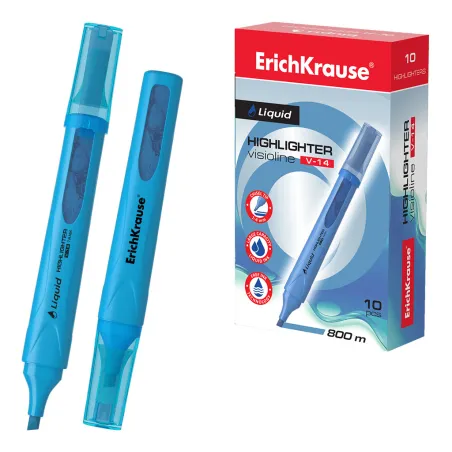 Box 10 Evidenziatori ErichKrause Liquid Visioline V-14 Blu Neon