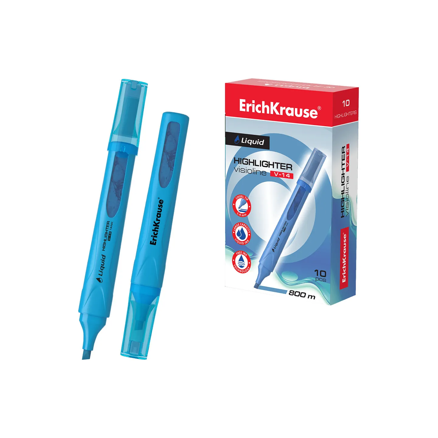 Box 10 Evidenziatori ErichKrause Liquid Visioline V-14 Blu Neon