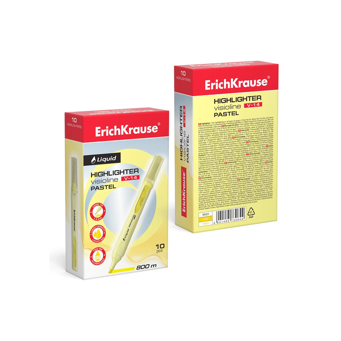 Box 10 Evidenziatori ErichKrause Liquid Visioline V-14 Giallo Pastello