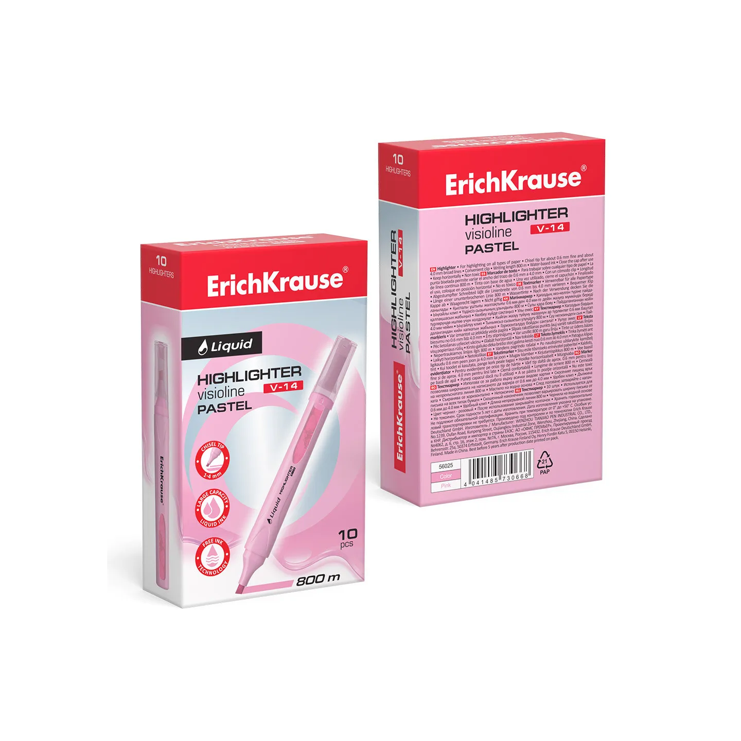 Box 10 Evidenziatori ErichKrause Liquid Visioline V-14 Rosa Pastello