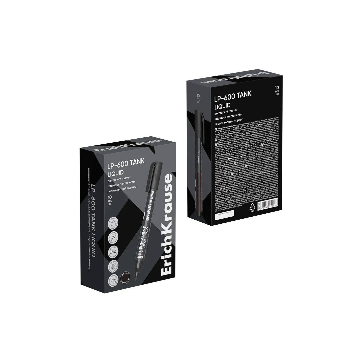Box 10 Pennarelli indelebili ErichKrause LP-600 Liquid Nero