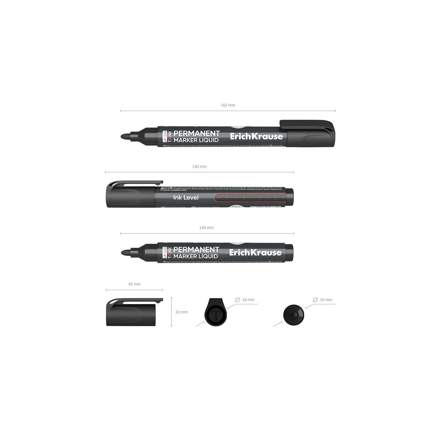 Box 10 Pennarelli indelebili ErichKrause LP-600 Liquid Nero