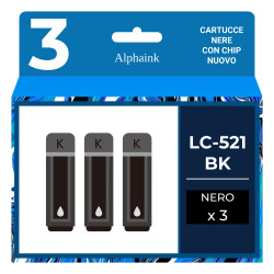 Kit da 3 Cartucce Compatibili Nere per Brother LC-521-BK03