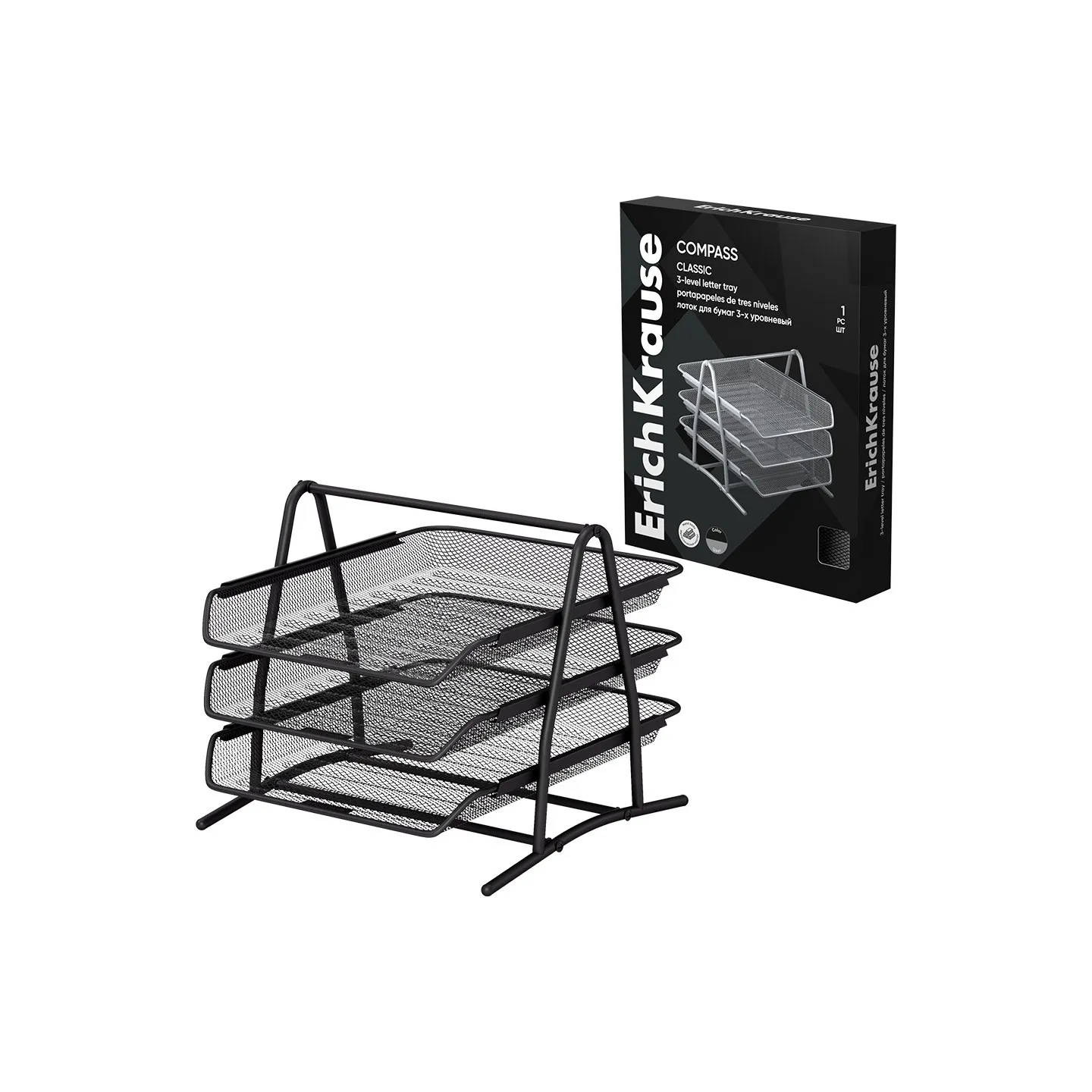 Vassoio Portadocumenti a 3 Ripiani ErichKrause Compass Classic Nero