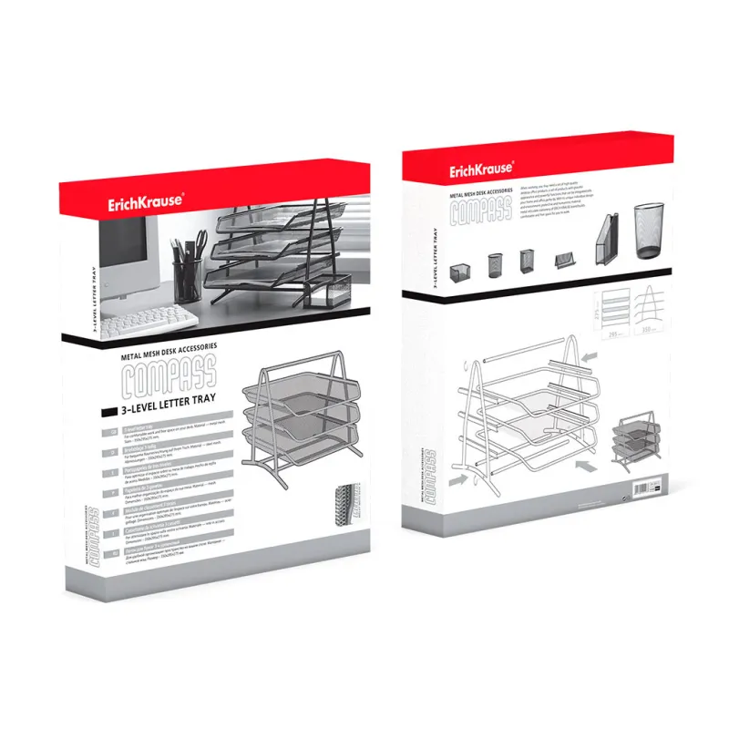 Vassoio Portadocumenti a 3 Ripiani ErichKrause Compass Classic Argento