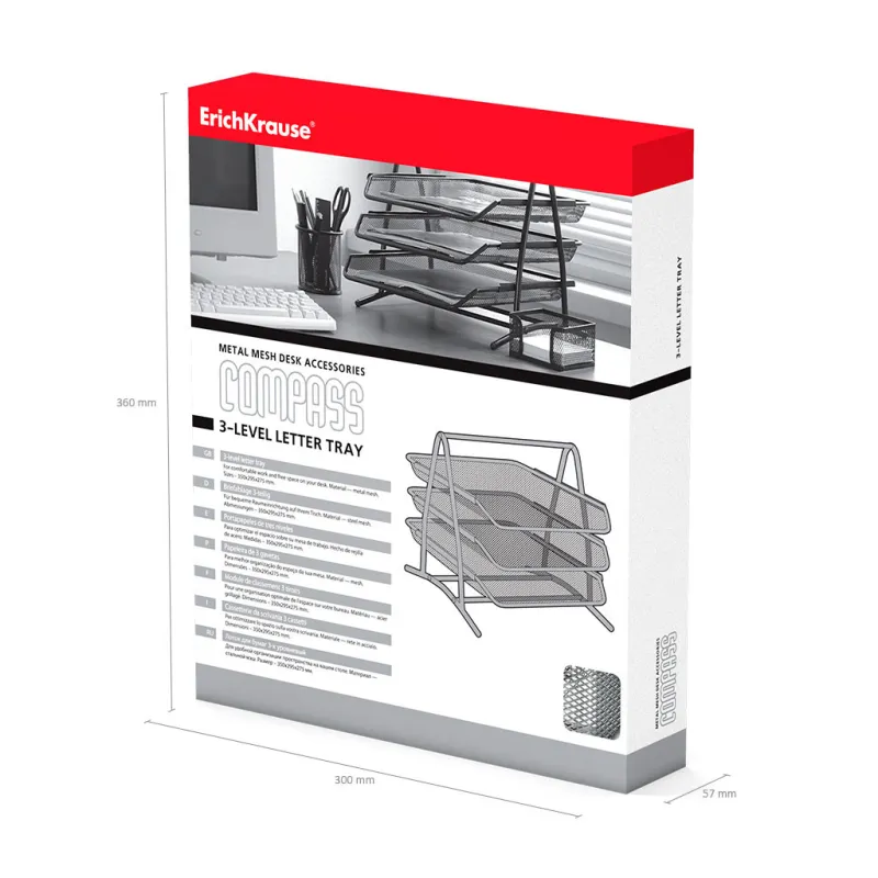 Vassoio Portadocumenti a 3 Ripiani ErichKrause Compass Classic Argento