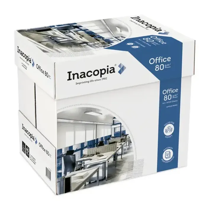 INACOPIA Office Carta A4 80gr - 5 Risme da 500 fogli