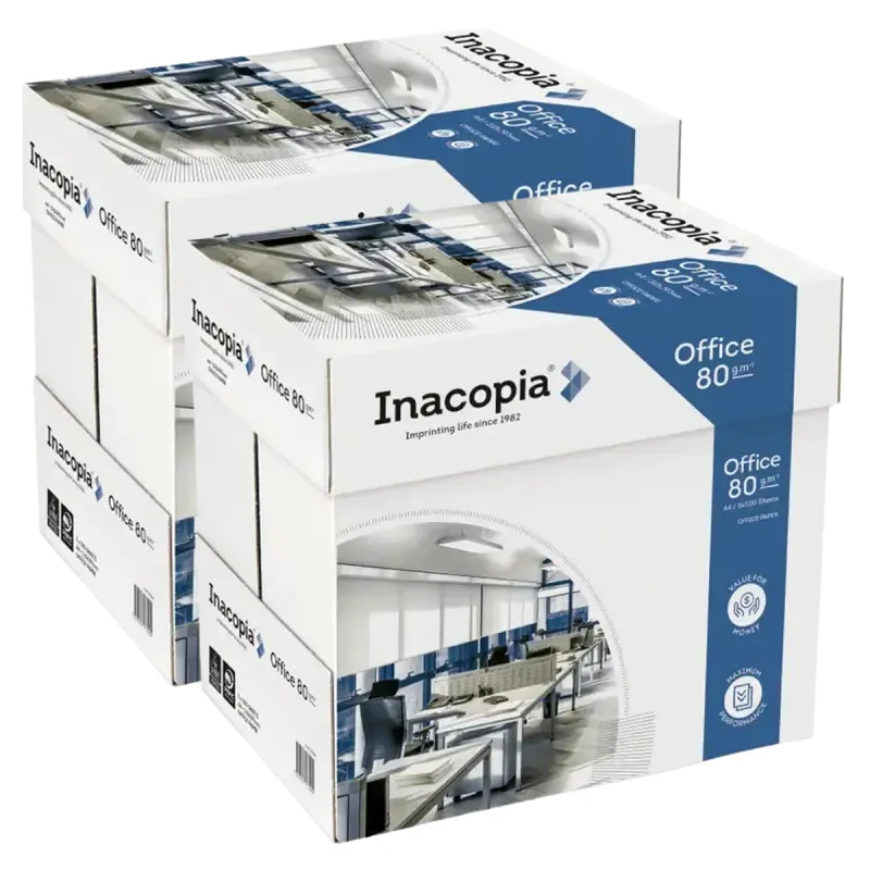INACOPIA Office Carta A4 80gr - 10 Risme da 500 fogli