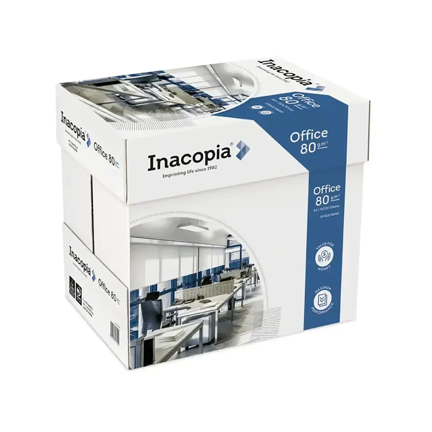 INACOPIA Office Carta A4 80gr - 5 Risme da 500 fogli