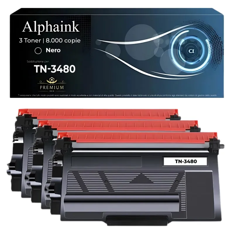 Kit 3 Toner TN-3480 Compatibili per Brother Nero | Alphaink