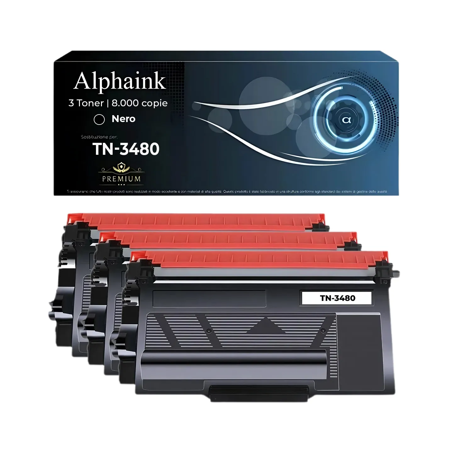 Kit 3 Toner TN-3480 Compatibili per Brother Nero | Alphaink