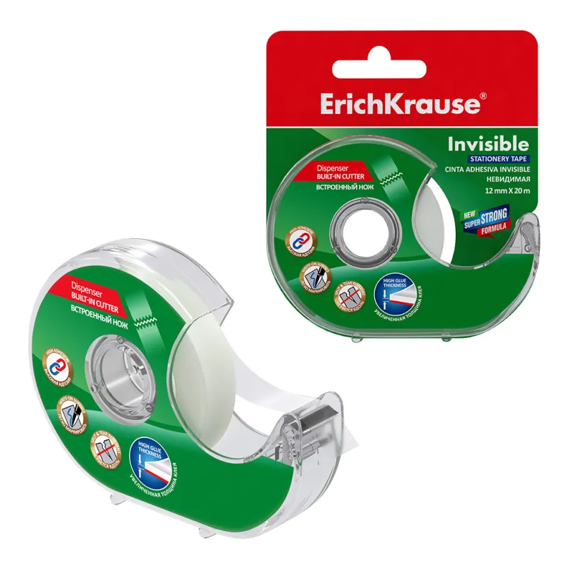 Nastro Adesivo con Dispenser ErichKrause Invisible trasparente