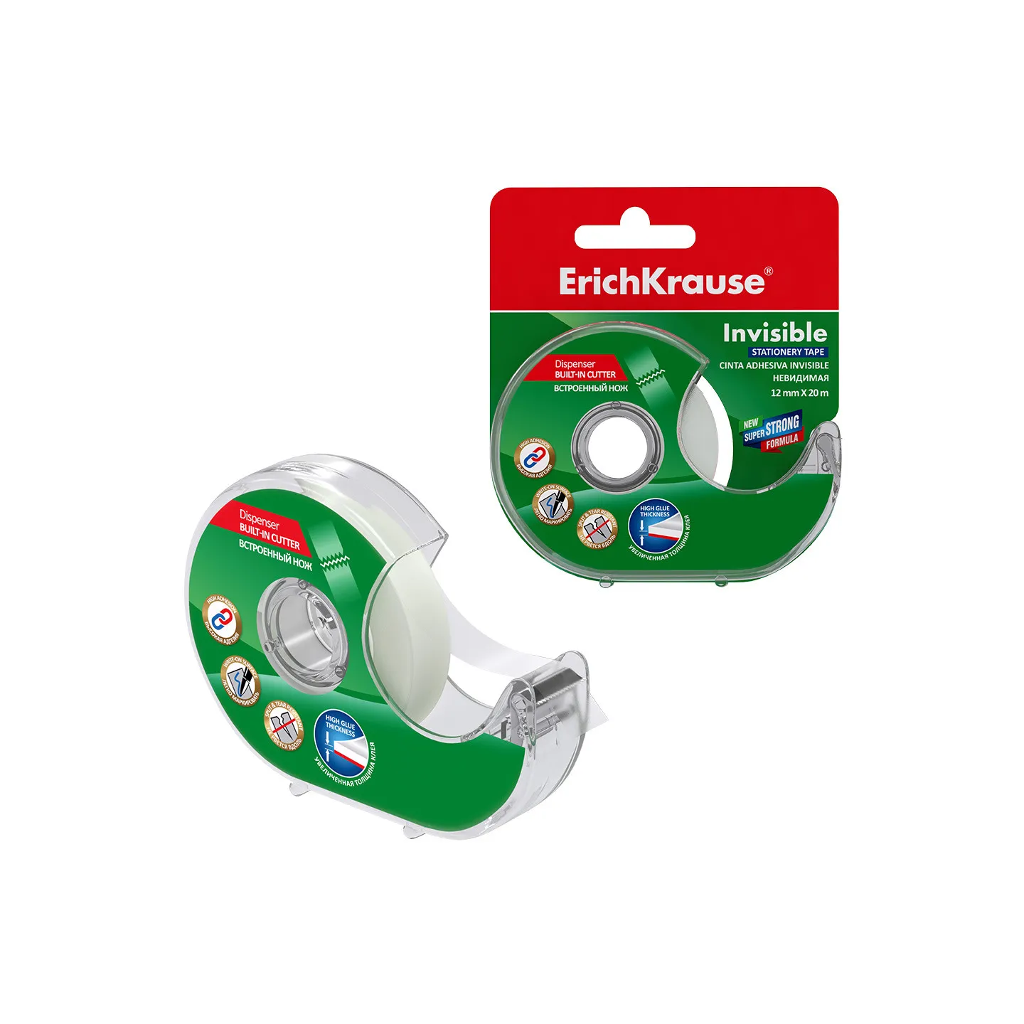 Nastro Adesivo con Dispenser ErichKrause Invisible trasparente