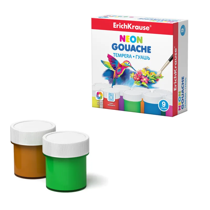 Colori a Tempera ErichKrause Neon 9 colori da 20 ml