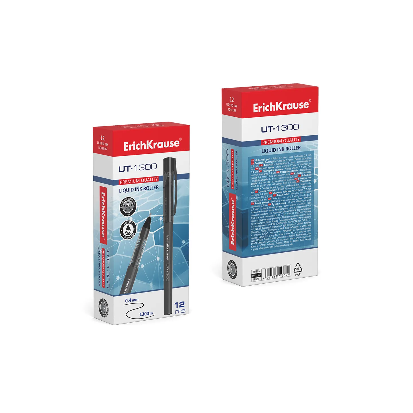 Confezione 12 Penne Nere a Sfera ErichKrause UT-1300 Stick Classic