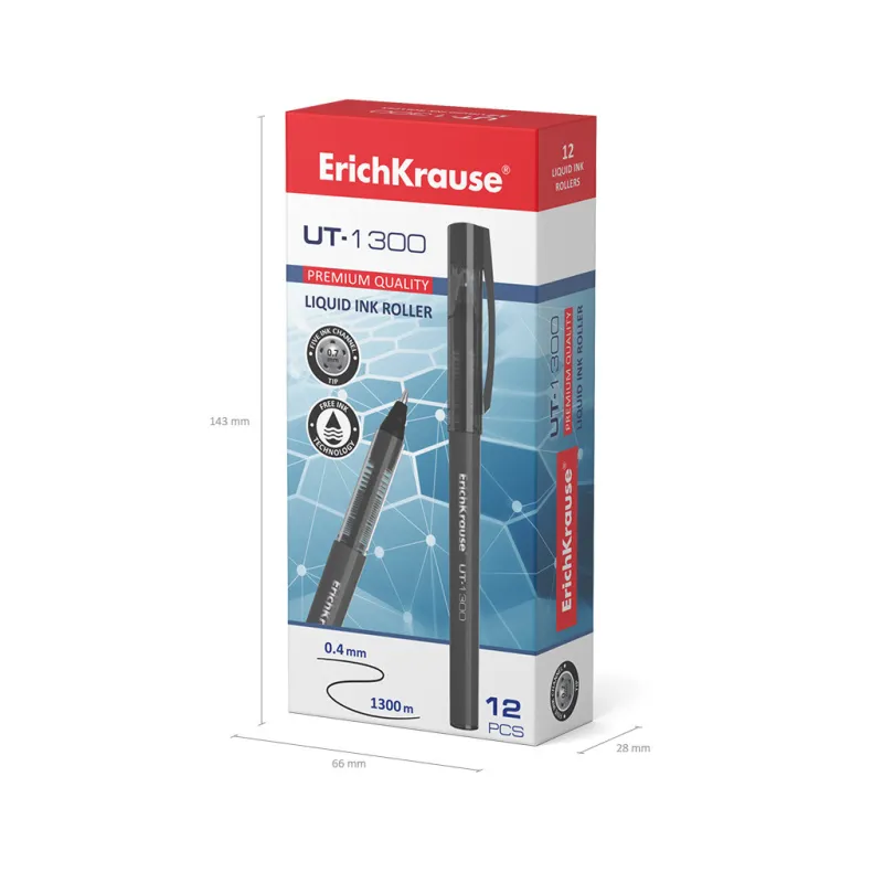 Confezione 12 Penne Nere a Sfera ErichKrause UT-1300 Stick Classic