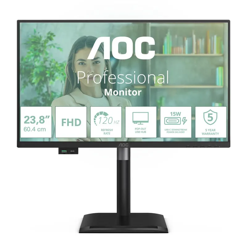 Monitor AOC 23.8'' IPS 120Hz Full HD Wide Frameless 24P4U