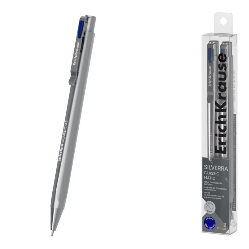 Set di 2 Penne Blu a Sfera a Scatto Erichkrause Silverra Matic Classic