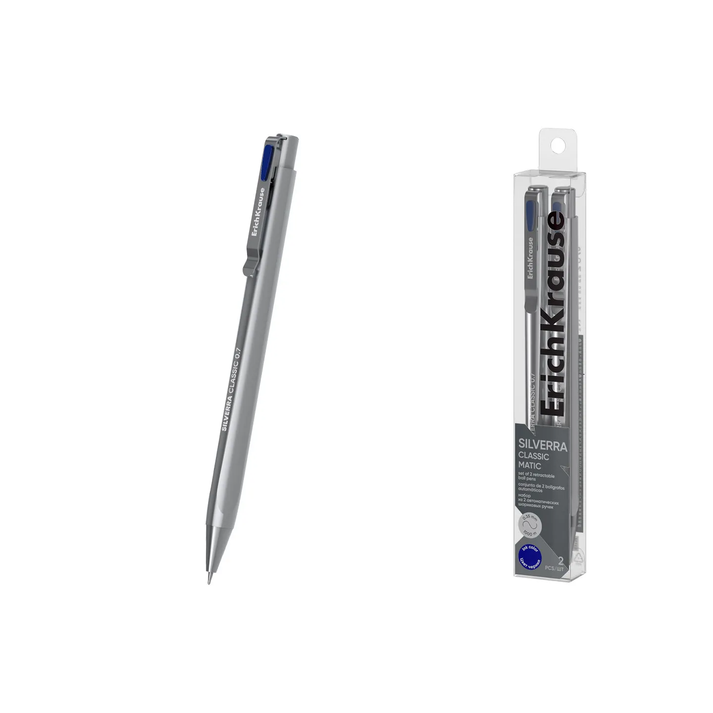 Set di 2 Penne Blu a Sfera a Scatto Erichkrause Silverra Matic Classic