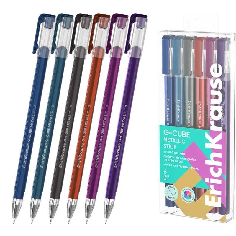 Set 6 Penne a Gel ErichKrause G-Cube Stick Metallic colori assortiti