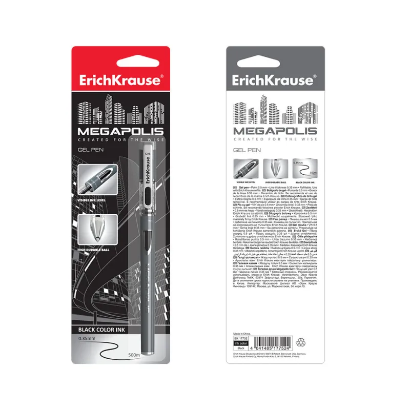 Penna Nera a Gel ErichKrause MEGAPOLIS® Gel Stick