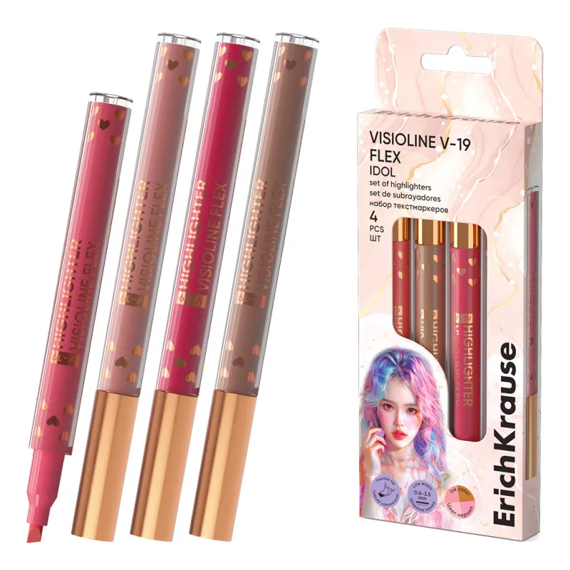 Set 4 Evidenziatori ErichKrause Visioline V-19 Flex Idol Assortiti