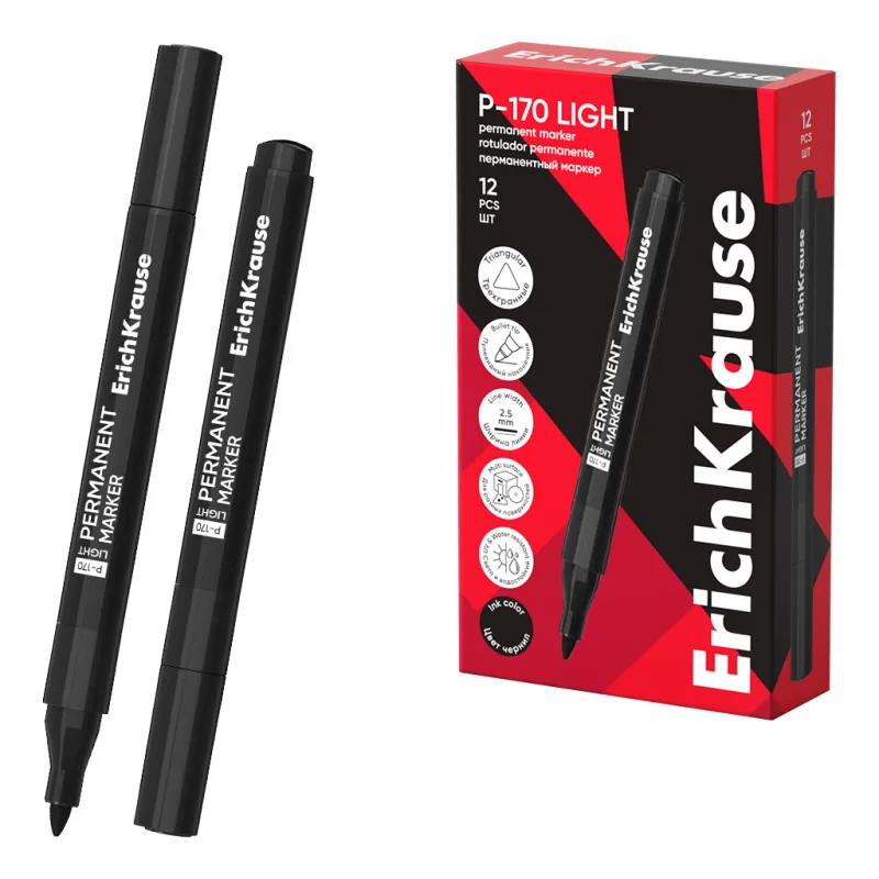 Box 12 Pennarelli Neri Indelebili ErichKrause P-170 Light