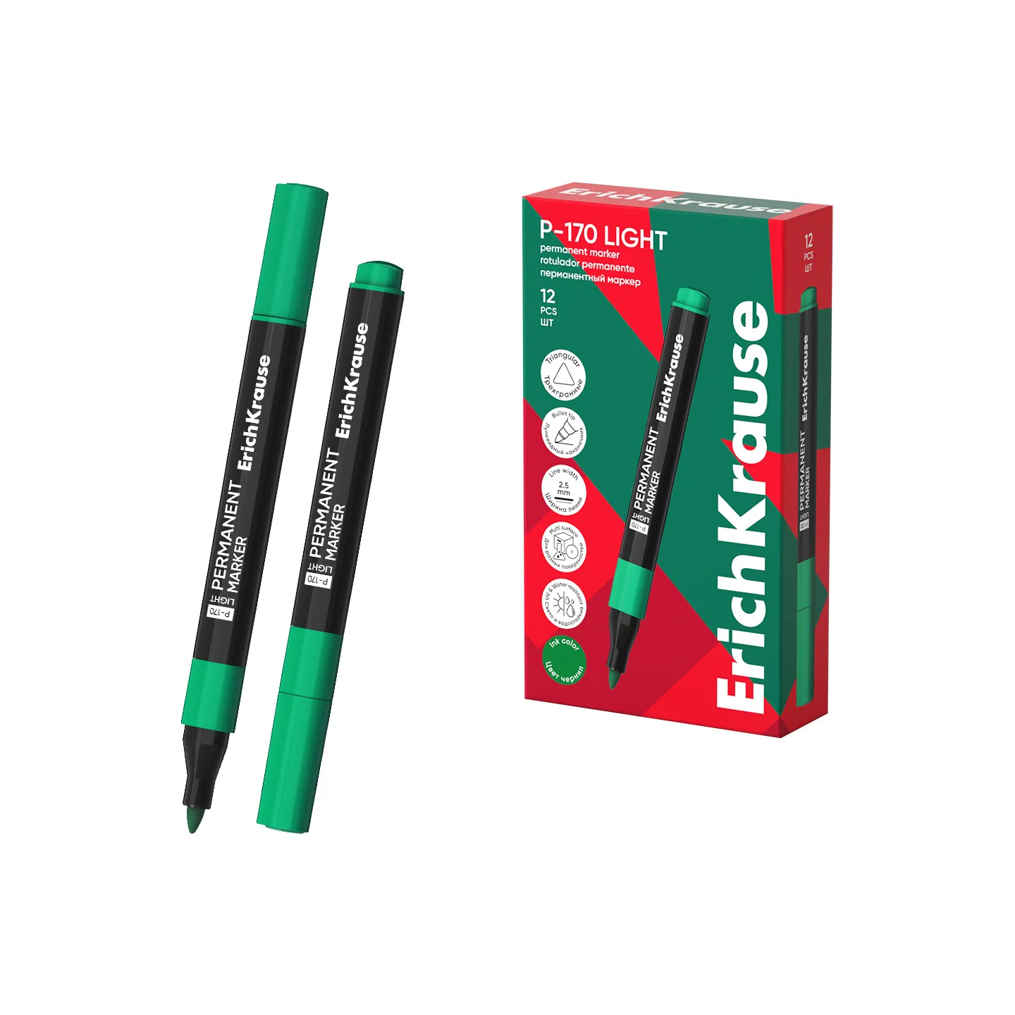 Box 12 Pennarelli Verdi Indelebili ErichKrause P-170 Light