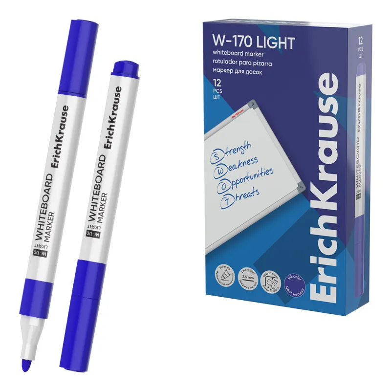 Box 12 Pennarelli Blu Per Lavagna ErichKrause W-170 Light