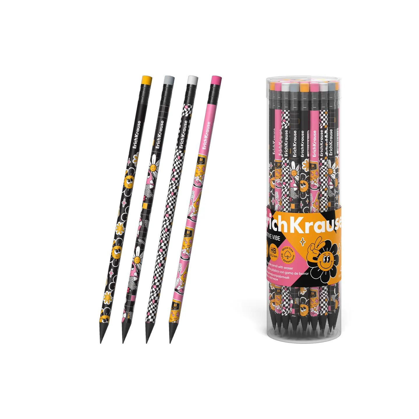 Tubo da 42 Matite HB con gomma ErichKrause Positive Vibe