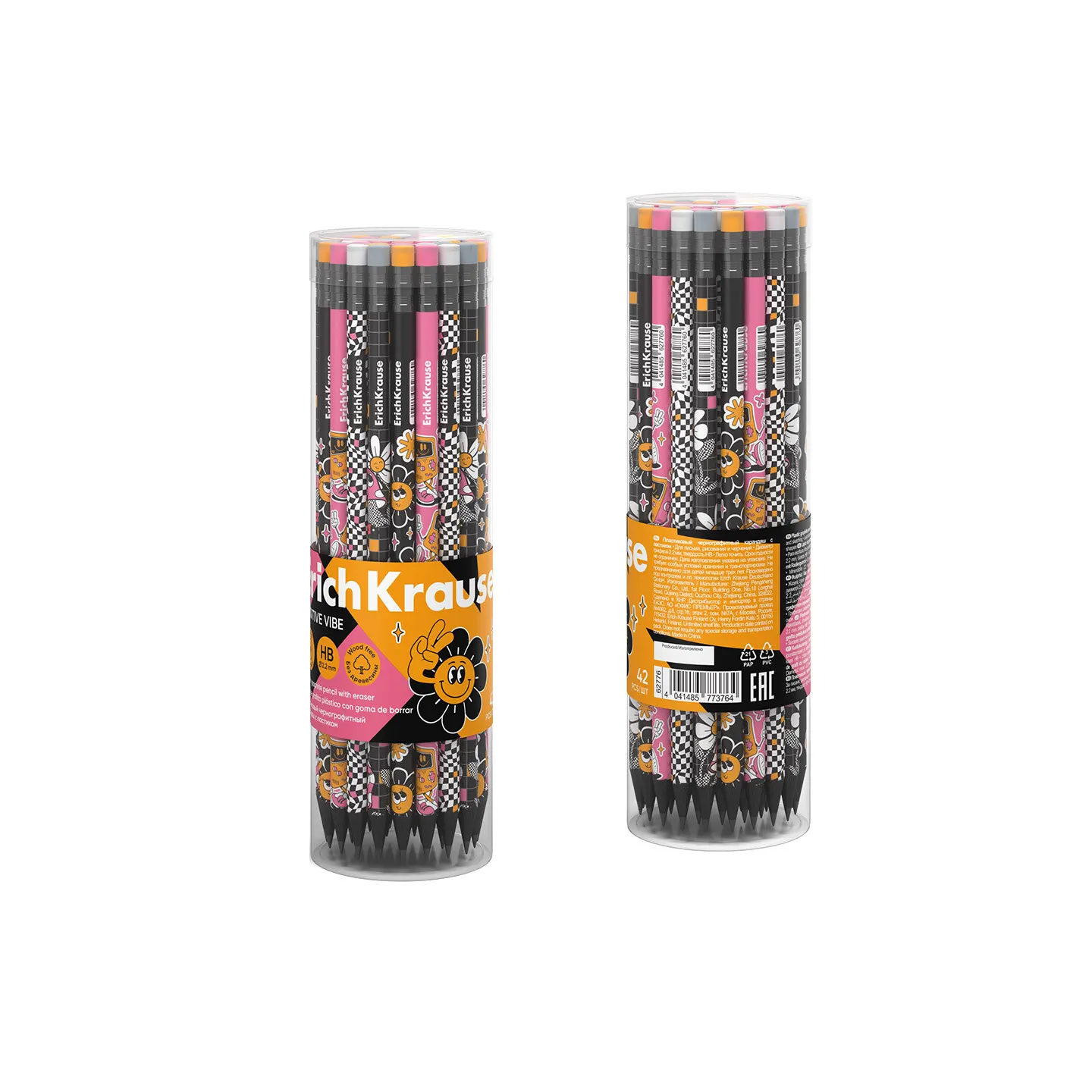 Tubo da 42 Matite HB con gomma ErichKrause Positive Vibe